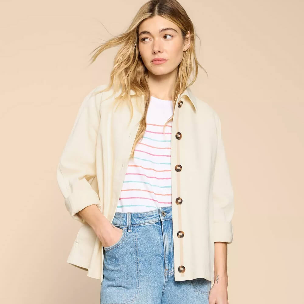 Beige denim sale jacket womens